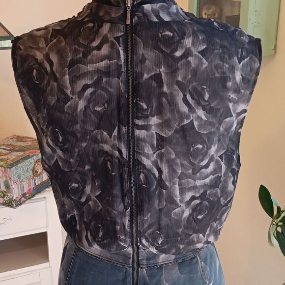 Rachel Roy Sheer and Solid Camo Rose Dress . Mixed Media.Witchy.Cottagegoth - Picture 6 of 12